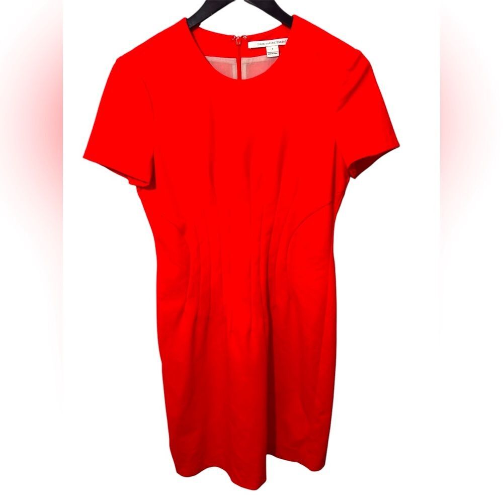 Diane Von Furstenberg Dress 6 Sheath Melon Orange Career Preppy Stretch